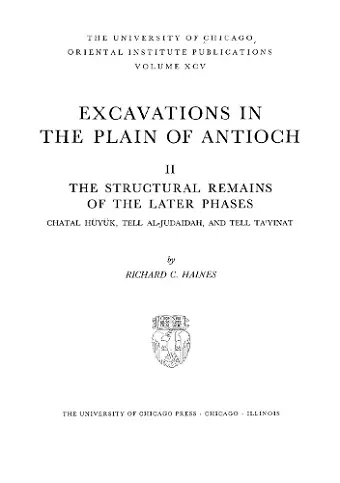 Excavations in the Plain of Antioch Volume II cover