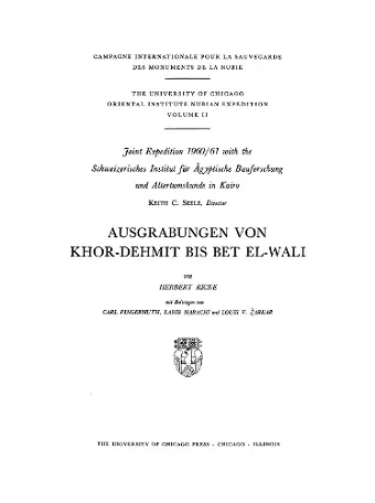 Ausgrabungen von Khor-Dehmit bis Bet El-Wali cover