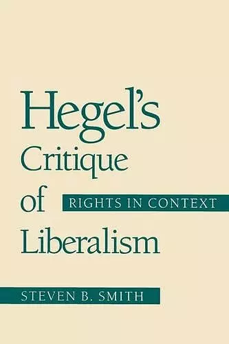Hegel's Critique of Liberalism cover