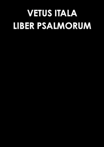 VETUS ITALA. LIBER PSALMORUM cover