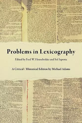 Problems in Lexicography cover