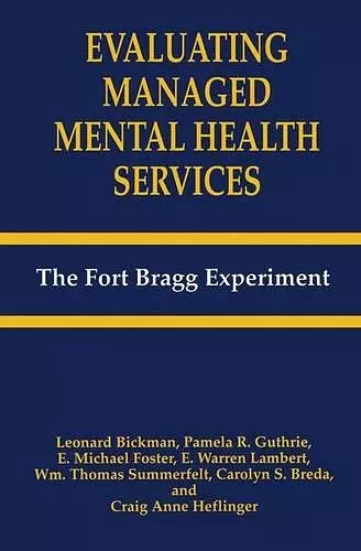 Evaluating Managed Mental Health Services cover