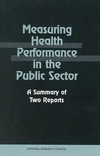 Measuring Health Performance in the Public Sector cover