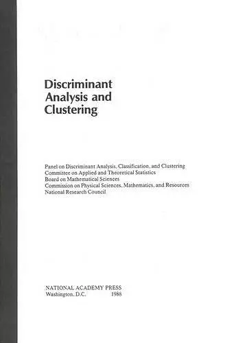 Discriminant Analysis and Clustering cover