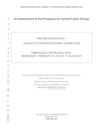 An Assessment of the Prospects for Inertial Fusion Energy cover