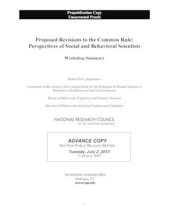 Proposed Revisions to the Common Rule cover