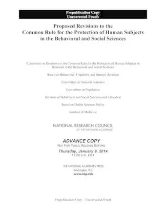 Proposed Revisions to the Common Rule for the Protection of Human Subjects in the Behavioral and Social Sciences cover