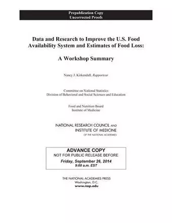 Data and Research to Improve the U.S. Food Availability System and Estimates of Food Loss cover