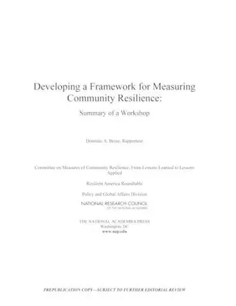 Developing a Framework for Measuring Community Resilience cover