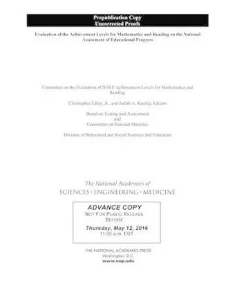 Evaluation of the Achievement Levels for Mathematics and Reading on the National Assessment of Educational Progress cover