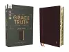 NASB, The Grace and Truth Study Bible (Trustworthy and Practical Insights), Large Print, Leathersoft, Maroon, Red Letter, 1995 Text, Thumb Indexed, Comfort Print cover