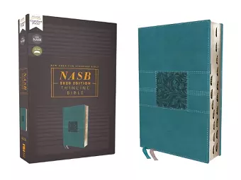NASB, Thinline Bible, Leathersoft, Teal, Red Letter, 2020 Text, Thumb Indexed, Comfort Print cover