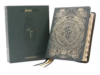 The Jesus Bible Artist Edition, ESV, (With Thumb Tabs to Help Locate the Books of the Bible), Genuine Leather, Calfskin, Green, Limited Edition, Thumb Indexed cover