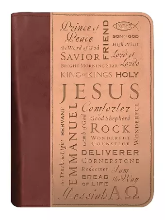 Names of Jesus Bible Cover, Zippered, Italian Duo-Tone Imitation Leather, Brown/Tan, Extra Large cover