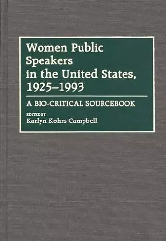 Women Public Speakers in the United States, 1925-1993 cover