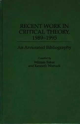 Recent Work in Critical Theory, 1989-1995 cover