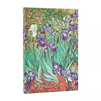 2026 Van Gogh's Irises Mini 12-month Horizontal Hardcover Flexi Dayplanner 2026 (Elastic Band Closure) cover