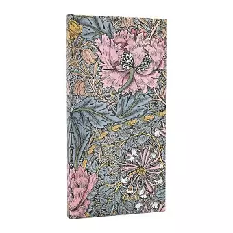 2026 Morris Pink Honeysuckle (William Morris) Slim 12-month Horizontal Hardcover Flexi Dayplanner 2026 (Elastic Band Closure) cover
