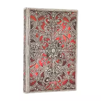 2026 Garnet (Silver Filigree Collection) Mini 12-month Horizontal Softcover Flexi Dayplanner 2026 (Elastic Band Closure) cover