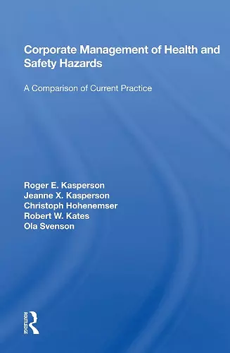 Corporate Management Of Health And Safety Hazards cover