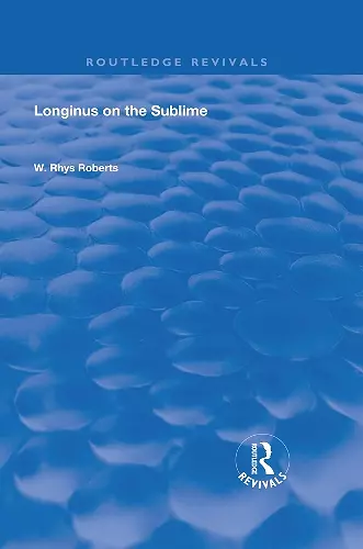 Longinus on the Sublime cover