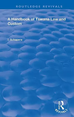 A Handbook of Tswana Law and Custom cover