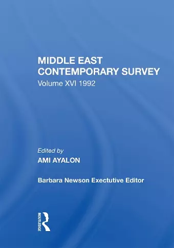 Middle East Contemporary Survey, Volume Xvi, 1992 cover