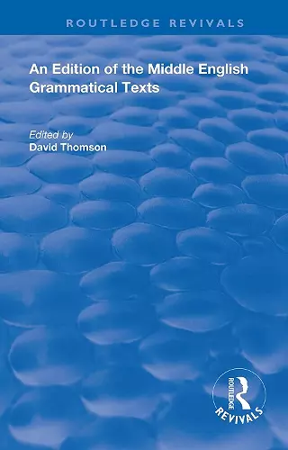 An Edition of the Middle English Grammatical Texts cover