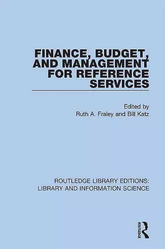 Finance, Budget, and Management for Reference Services cover