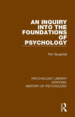 Psychology Library Editions: History of Psychology cover