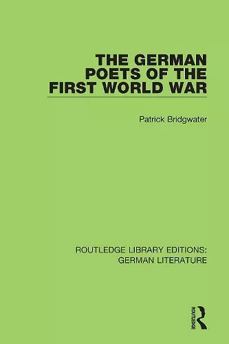 The German Poets of the First World War cover