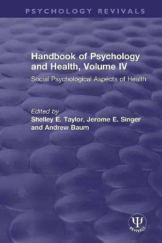 Handbook of Psychology and Health, Volume IV cover