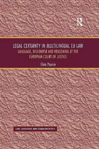 Legal Certainty in Multilingual EU Law cover