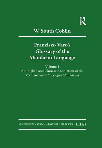 Francisco Varo's Glossary of the Mandarin Language cover