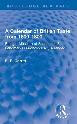 A Calendar of British Taste from 1600–1800 cover