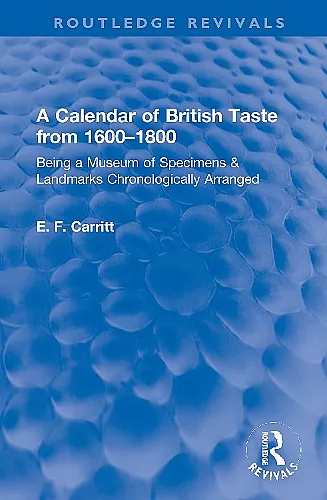 A Calendar of British Taste from 1600–1800 cover