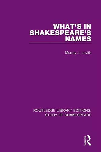 What's in Shakespeare's Names cover