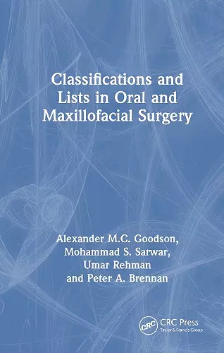 Classifications and Lists in Oral and Maxillofacial Surgery cover