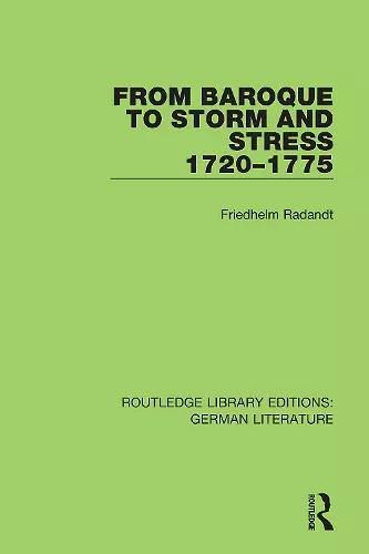 From Baroque to Storm and Stress 1720-1775 cover