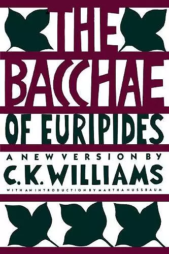 The Bacchae of Euripides cover