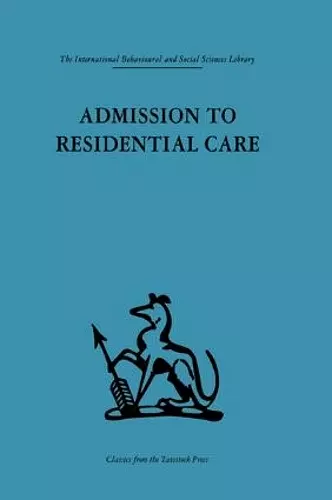 Admission to Residential Care cover