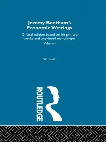 Jeremy Bentham's Economic Writings cover