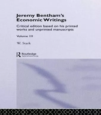 Jeremy Bentham's Economic Writings cover