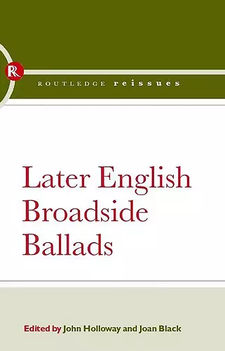 Later English Broadside Ballads cover