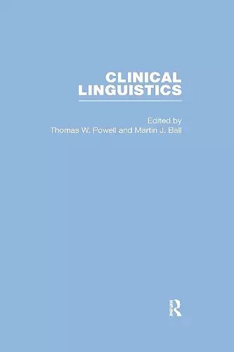 Clinical Linguistics cover
