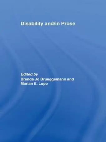 Disability and/in Prose cover