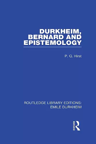 Durkheim, Bernard and Epistemology cover