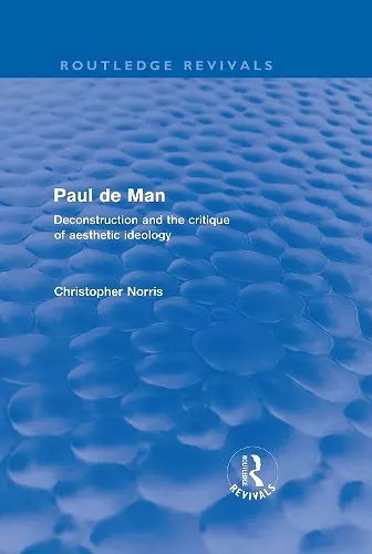 Paul de Man (Routledge Revivals) cover