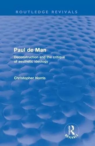 Paul de Man (Routledge Revivals) cover