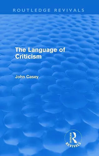 The Language of Criticism (Routledge Revivals) cover